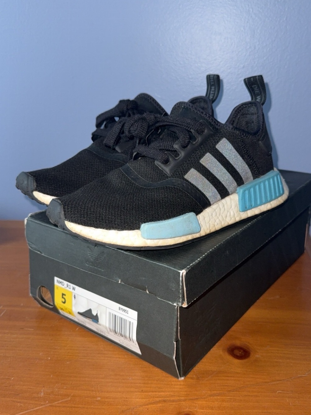 adidas Black Sneakers with Light Blue Accents